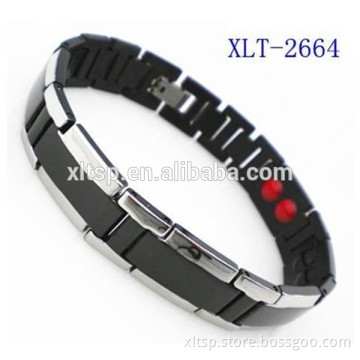 Black plated metal bracelet men 4 in 1 germanium titanium bracelet